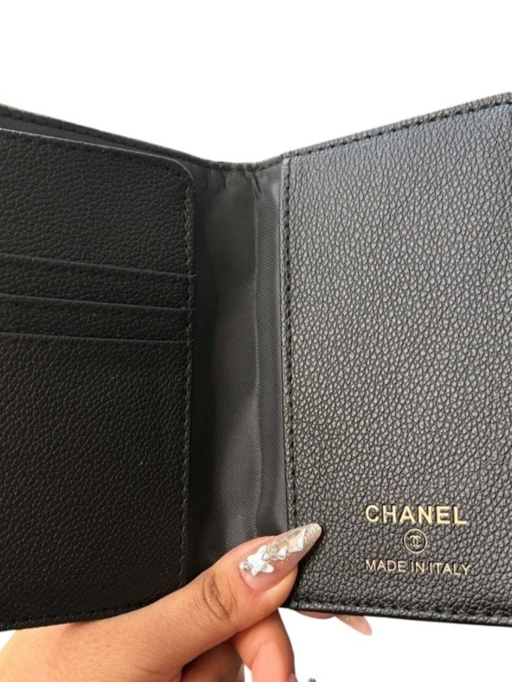 Beaute Black Quilted Wallet Or Passport with Gold Accent - Picture 3 of 7
